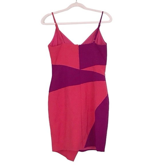 Nicole Miller - Color Block Asymmetrical Dress Pink & Purple Size 6 - Picture 5 of 15